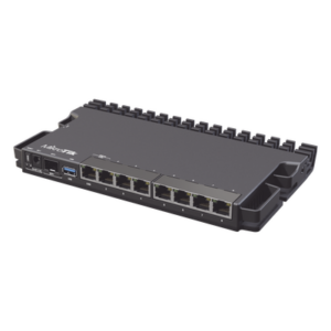 MIKROTIK RB5009UG+S+IN – Router / CPU 4 Núcleos ARM 1.4 GHz / 9 Puertos / 7 Gigabit + 1 2.5G + 1 SFP+ 10G / Switch Marvell 10 Gbps / Refrigeración Pasiva / Triple Alimentación
