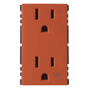 SIMON SM-2TC-N – Toma de Corriente Dúplex / 10A 127V / Tierra Aislada / Embornamiento a Tornillo / 3 Módulos / Naranja
