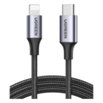 UGREEN 60761 – Cable USB-C a Lightning / 2 m (6.56 ft) / Certificado MFi / Carga Rápida 60W / 480 Mbps / Nylon Trenzado / Aluminio