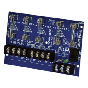 ALTRONIX PD4 – Módulo de Distribución de Energía / Entrada Universal 28V AC/DC / 10A Máx / 4 Salidas Fusibles 2.5A / LED Estado DC / 0°C a 49°C (32°F a 120°F)