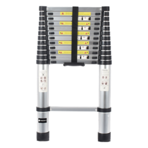 PRECISION PST-H10-001 – Escalera Telescópica / Aluminio / Altura 3.8 m (12.5 ft) / Carga 150 kg / Plegable 85 cm (2.8 ft) / 13 kg
