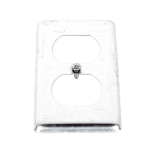 RACO HUB-864 – Tapa Metálica para Receptáculo Dúplex / 4.188 x 2.313 in / Cajas de Mano y Placas de Pared