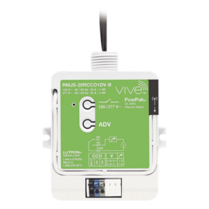 LUTRON ELECTRONICS RMJS20RCCO1DVB – Módulo de Relevador Inalámbrico / 20 A / 120/277 V~ / Contacto Seco para HVAC / Clear Connect RF / Compatible con Pico y Vive Hub
