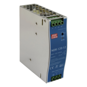 MEANWELL NDR-120-12 – Fuente de poder industrial / 120 W / 12 Vcc / 10 A / Entrada 90~264 VCA / Riel DIN / 1.57 x 4.93 x 4.47 in