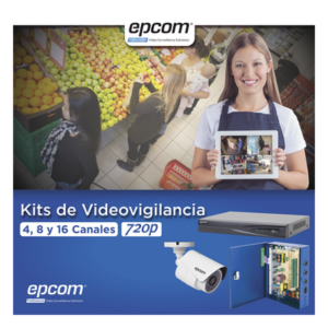 EPCOM PROFESSIONAL KEVTX8T8BW – Kit TurboHD / DVR 8 Canales / 8 Cámaras Bala 1080p / Lente 2.8 mm / IR 20 m (65.6 ft) / Fuente Regulada hasta 15 Vcc / Transceptores UTP