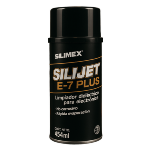 SILIMEX SILIJET-E-7-PLUS – Limpiador Dieléctrico Industrial / 454 ml / Sin Residuos / pH Neutro 6 / Conductividad 0 µS / Sin Enjuague