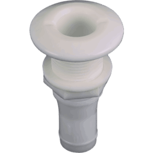 PERKO 0328DP4 – Conexión de Casco Pasante 1/2" / Polímero Moldeado / Acabado Blanco / Brida Ancha / Para Mangueras 1/2" / Grosor Casco Hasta 1-7/8"