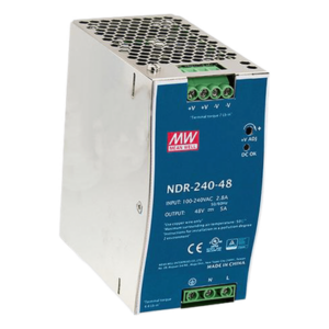 MEANWELL NDR24048 – Fuente de Poder Industrial / 240W / 48Vcc / 5A / Riel DIN / Entrada Universal 90-264Vca