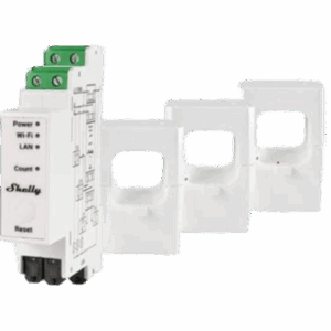 SHELLY SHELLYPRO3EM400 – Medidor de Energía Trifásico / Transformadores 400 A / Wi-Fi + LAN + Bluetooth / Memoria 60 Días / Riel DIN / Precisión ±1%