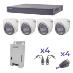 HIKVISION KH1080P4EC – Kit TurboHD ColorVu / DVR 4 Canales / 4 Cámaras 1080p / Exterior 2.8 mm / 98° / Fuente Regulada / Transceptores UTP