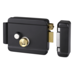 ACCESSPRO BL-ACCESSRIMB – Cerradura Eléctrica con Botón de Salida / Doble Cerrojo / 12 VCD / Exterior / Apertura Derecha / 129 x 103 x 38 mm