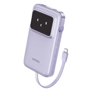 UGREEN 35604B – Power Bank / 10000 mAh / 30 W / Carga Bidireccional / 3 Salidas Simultáneas / Pantalla TFT / Cable USB-C Integrado / Certificación Aérea
