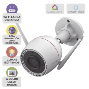 EZVIZ CSH3C/3K – Cámara Bala IP / 5 Megapixel (3K) / Wi-Fi 2.4 GHz / IR 30 m (98.4 ft) / Visión Nocturna Color / IP67 / Audio Bidireccional / Alarma Luz y Sirena