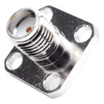 RF INDUSTRIES,LTD RSA-3271 – Conector SMA Hembra / Montaje Panel Cuadrado 12.7 mm (0.5 in) / 4 Perforaciones 8.64 mm (0.34 in) / Soldable / Níquel-Oro-PTFE