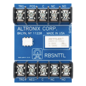 ALTRONIX RBSNT-TL – Módulo Relé Ultrasensible / Trigger 3-24VDC / Salida DPDT 1A/120VAC o 2A/28VDC / Operación 12-24VDC / Consumo 45 mA