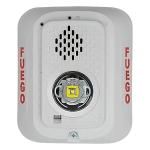 SYSTEM SENSOR P2WLEDSP – Sirena con Estrobo LED / 2 Hilos / Montaje en Pared / 24 Vcd / Candela Seleccionable / Texto en Español