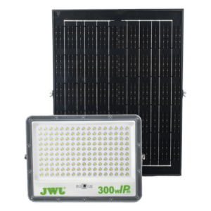 JWJ JLRE-SOL-01-300N – Reflector LED Solar / 300 W / Luz Blanca 6500 K / Ángulo 120° / IP65 / Control Remoto / Panel Solar Incluido
