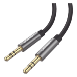 UGREEN 10735 – Cable Auxiliar / 2 m (6.6 ft) / Conector 3.5mm Macho a Macho / Chapado en Oro 24K / TPE / Aluminio / Negro