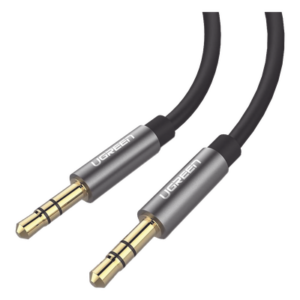 UGREEN 10735 – Cable Auxiliar / 2 m (6.6 ft) / Conector 3.5mm Macho a Macho / Chapado en Oro 24K / TPE / Aluminio / Negro