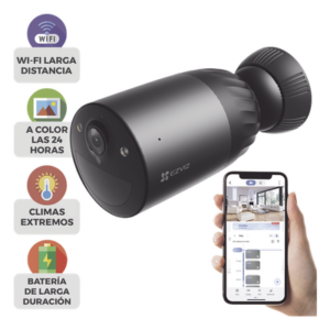 EZVIZ CS-BC1C/4K – Cámara IP Wi-Fi / 4K UHD 8 MP / Batería Recargable 10,400 mAh / Visión Nocturna Color 15 m (49.2 ft) / IP65 / Audio Bidireccional / MicroSD 512 GB