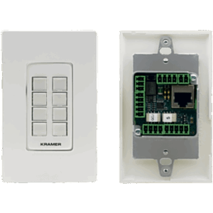 KRAMER RC-308/US-D(W/B) – Botonera de Control 8 Botones | PoE | Puertos RS-232, RS-485, IR, Relés, GPI/O | K-NET | Programable con K-Config | Instalación en Caja 1-Gang