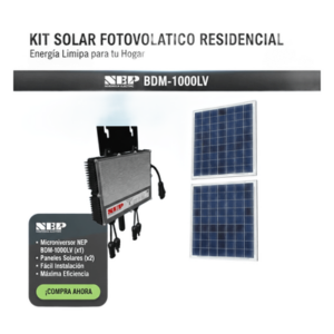 NEP BDM1000LVKIT – Kit Solar Interconexión / 1kW 127Vca / Microinversores / 2 Módulos 645W / Montaje Incluido