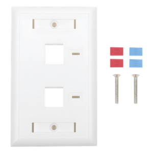 LINKEDPRO BY EPCOM LP-FP-22 – Placa de Pared Keystone / 2 Puertos / Vertical / Policarbonato Retardante de Flama / Espacio para Etiqueta