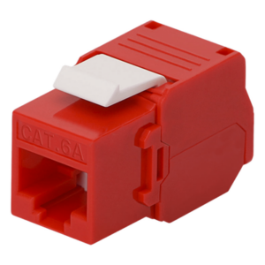 LINKEDPRO BY EPCOM LP-KJ-6A-TTRD – Módulo Jack Keystone / Cat6A / Toolless / Terminación 180° / Sin Blindaje / 1 Puerto / Color Rojo