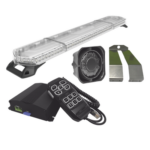 SIGNALPRO KITMETEORO – Kit de Sirena y Torreta LED / 48 pulgadas (1.2 m) / 96 LEDs / Ámbar / 124.5 dB / 12-24 VCD / SAE J845 / CISPR 25