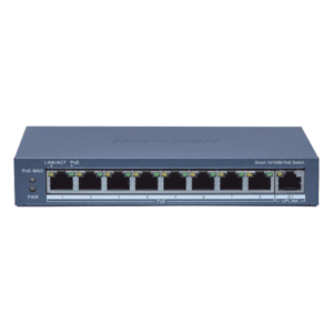 HIKVISION DS-3E1309P-EI(B) – Switch Administrable PoE+ / 8 Puertos 10/100 Mbps / Uplink Gigabit / PoE Extendido 300 m (984.3 ft) / 110 W / Gestión Remota
