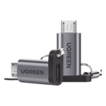 UGREEN 50590 – Adaptador USB-C a Micro USB / Carga Rápida FCP/QC2.0 / Transferencia 480 Mbps / Cable Integrado / Conector Aluminio