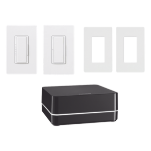 LUTRON ELECTRONICS KITRA2SELECT1 – Kit de Control de Iluminación / Repetidor Principal / Atenuador 600 W / Interruptor 8 A / 2 Placas Claro / App y Asistentes de Voz