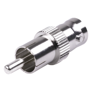RF INDUSTRIES,LTD RFB-1140 – Adaptador Coaxial / BNC Hembra a RCA Macho / 50 Ohm / En Línea / Níquel-Plata-Delrin