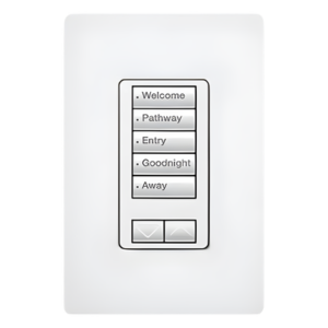 LUTRON ELECTRONICS RRDW5BRLWH – Teclado de Pared / 5 Botones Programables / Subir/Bajar / Retroiluminado / 120 V / RadioRA 2