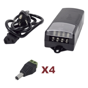 EPCOM POWERLINE K2-PS12DC4C – Kit de fuente de poder / Entrada 110-220 VCA / Salida 12 VCC 5A / 4 salidas / Conectores JR52 / 6A PTC / 117x62x34.2 mm / 0.38x0.20x0.11 ft