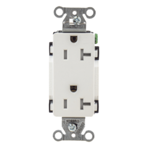 HUBBELL HUB-DR20-WHI-TR – Contacto Duplex Decorador / 20 A / 125V / NEMA 5-20R / 2 Polos 3 Hilos / Resistente a Manipulaciones / Grado Industrial / 3.28 x 1.14 x 1.29 in