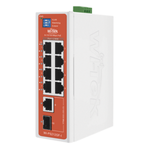 WI-TEK WI-PS212GF-I-V2 – Switch Semi-Industrial / No administrable / 8 puertos 10/100 PoE af/at/bt / 1 puerto Gigabit RJ45 Uplink / 1 puerto SFP Uplink / Presupuesto PoE 110 Watts /