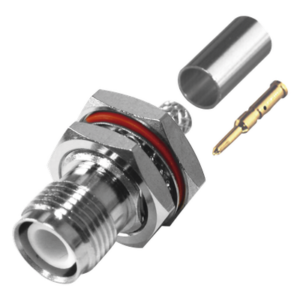 RF INDUSTRIES,LTD RP-1212-C1 – Conector TNC Hembra Inverso / Montaje Trasero Panel D-Plano / Hermético Anillo Plegable / RG-142/U / Níquel-Oro-Teflón