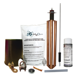 TOTAL GROUND KITMASTERALUT – Kit de Protección Contra Tormentas Eléctricas / 80 m (262.5 ft) de Diámetro de Protección / Mástil 1.2 m (3.9 ft) / Electrodo 100 A / Mejorador de Suelo 11 kg / Sistema Externo e Interno