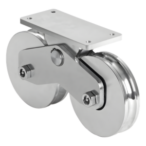 COMUNELLO 1151-5641-001 – Rueda Doble para Puerta Corrediza / 12 cm / Carga 1200 kg / Canal U Semiredondo / Acero Galvanizado