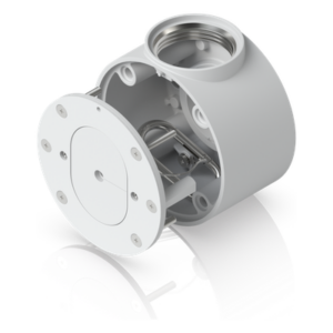 UBIQUITI UACC-CAMERA-CJB-W – Caja de Conexiones Antimanipulación / Aluminio y Policarbonato / Conduit 3/4" / Montaje Superficie, Poste o Colgante