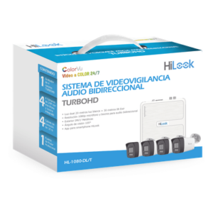 HiLook by HIKVISION HL-1080-DL/T – Kit TurboHD / DVR 4 Canales / 4 Cámaras Bala 1080p Lite / Visión Nocturna 20 m (65.6 ft) / Audio Bidireccional / Dual Light / H.265+ / Fuente de Poder Profesional / Cables Siameses 18 m (59.1 ft)