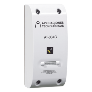 APLICACIONES TECNOLOGICAS AT034G – Contador Electromecánico de Descargas Atmosféricas / Sensibilidad 1 kA / Rango -25 a 70 °C / Capacidad 999,999 Eventos / Policarbonato