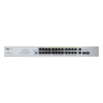 WI-TEK WI-PCES226GF – Switch PoE / 24 Puertos 10/100 Mbps + 2 SFP Gigabit Combo / Alcance 250 m (820.2 ft) / 280 W / No Administrable / Protección 6 kV
