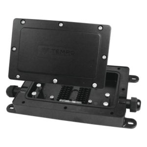TEMPO DFE100 – Cierre de Empalme / 12 Fusiones / IP68 / 2 Puertos / 225x120x34 mm / 0.74x0.39x0.11 ft