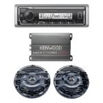 JVC  KENWOOD KEA4/1653MRB – Kit de estéreo marino con Bluetooth / Amplificador Clase D 400W / Bocinas resistentes al agua 50W RMS / Pantalla 255 segmentos