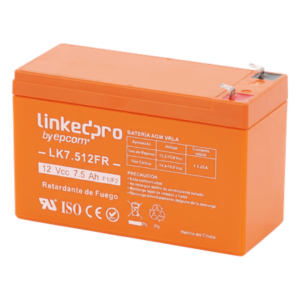 LINKEDPRO BY EPCOM LK7.512FR – Batería de Respaldo AGM-VRLA / 12 V / 7.5 Ah / Vida Útil 5 Años / Retardante UL94-V0 / Terminales F1+F2