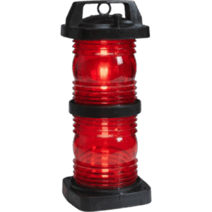 PERKO 1368RE0BLK – Luz Doble Lente Color Rojo / Visibilidad 360° / Alcance 3 Millas Náuticas / Policarbonato Negro Relleno de Fibra / Zócalo Prefocalizado Mediano Pre-Cableado