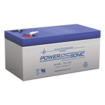 POWER SONIC PS-1230-F1 – Batería de Respaldo AGM/VRLA / 12V / 3.4 Ah @20hr / 5 Años Vida Útil / Terminales F1 / Caja ABS Resistente