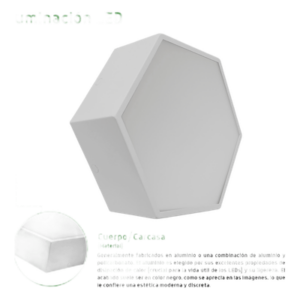 JWJ JLCR-2008-B – Lámpara LED Poligonal / 18 W / 1 800 lm / 6 500 K / 140° / Montaje Sobreponer o Suspendido / 85-265V~ 50/60 Hz